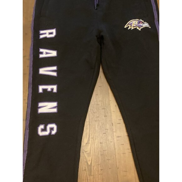 Baltimore Ravens Logo NFL Apparel Purple Stripe Black Mens Sweatpant Jogger Sz L - Picture 3 of 10